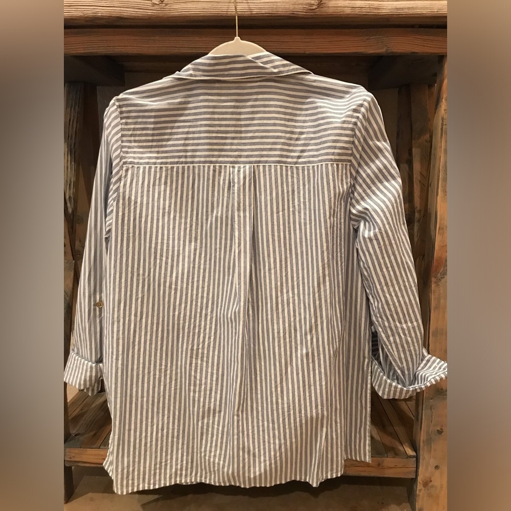 *Michael Kors* Shirt Bundle Orange Button-Down Blouse & Striped Shirt (Size L) - Picture 9 of 12
